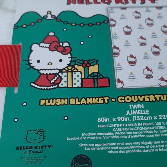 Twin Hello Kitty Christmas Blanket, 60in x 90in - Picture 2 of 3